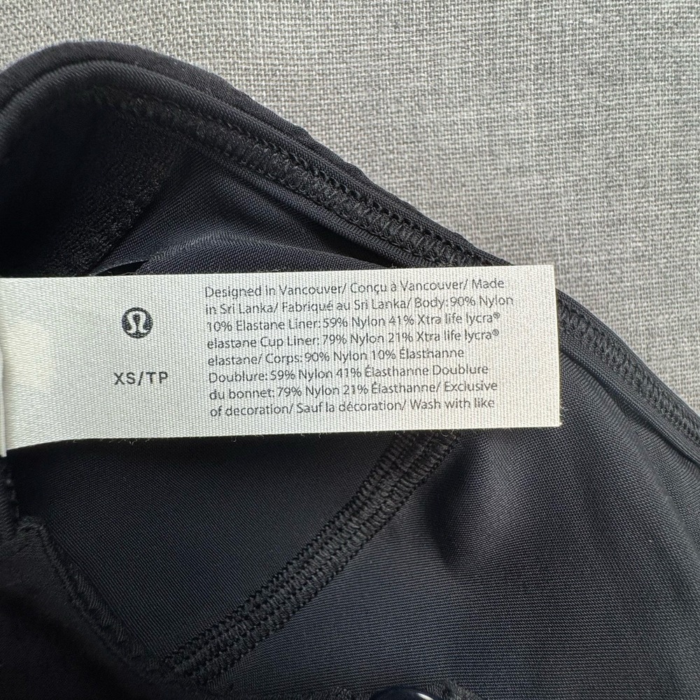 Lululemon Swim Top Size Extra Small Black Seersucker High Neck Long C/D Cups NWT - Picture 7 of 10